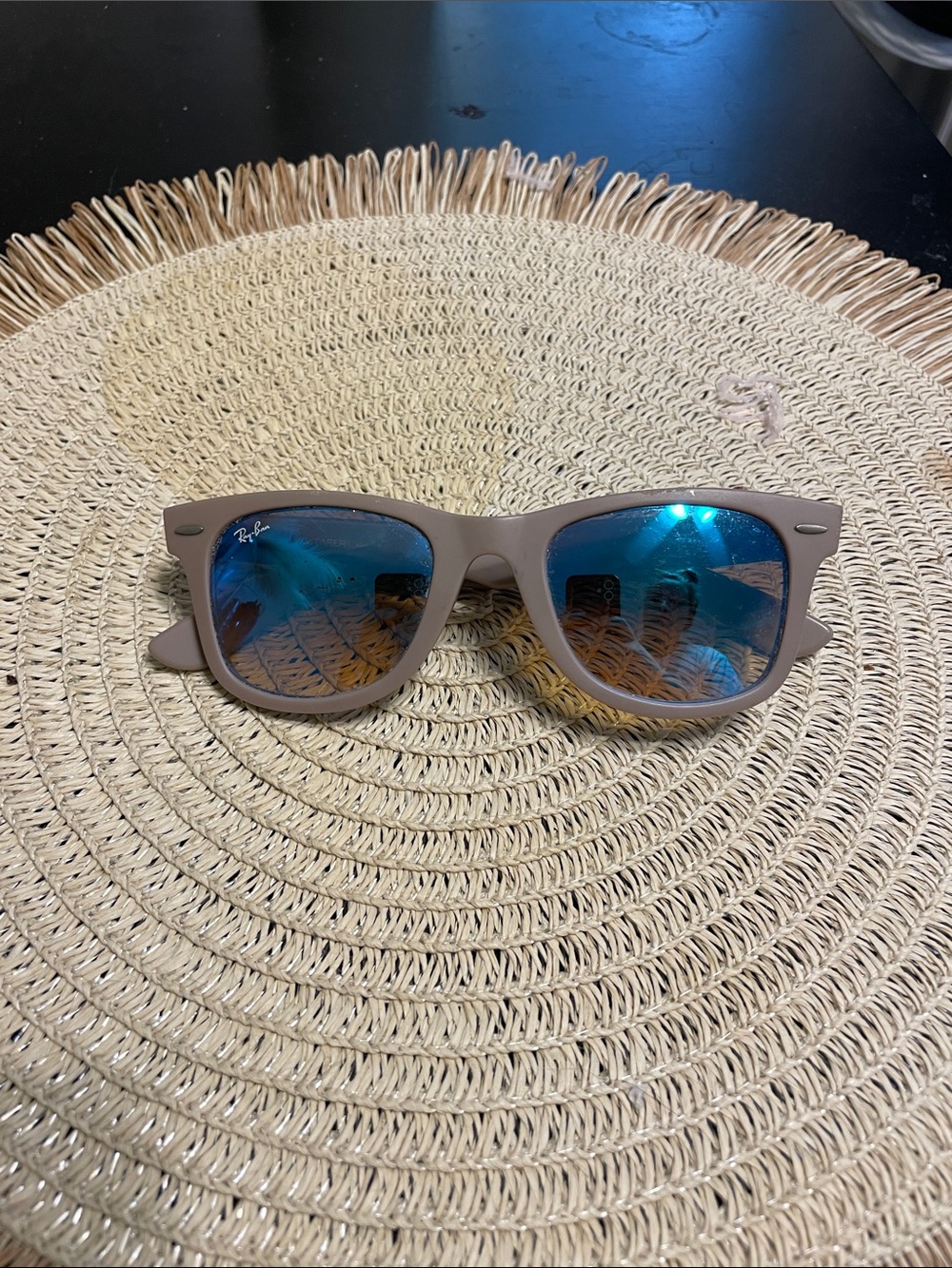 Ray-Ban Beige Frame Blue Mirror Lens Sunglasses - Youth Wayfarer